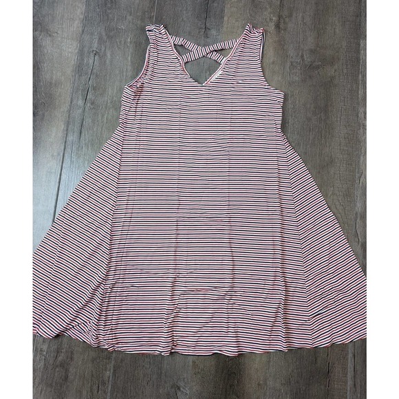NWT Style & Co Patriot Striped V Neck Essential Dress Petite Medium Women's Red - Picture 1 of 8